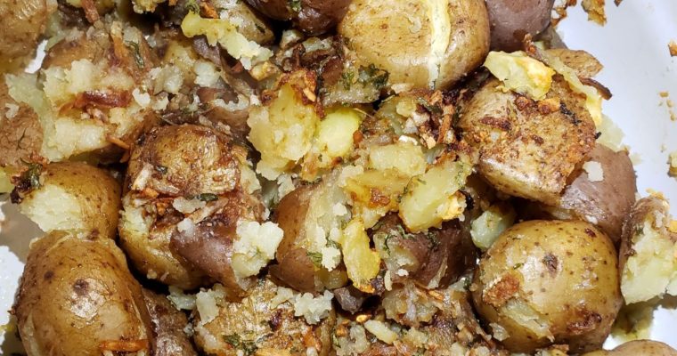 Onion Soup and Parmesan Smashed Potatoes